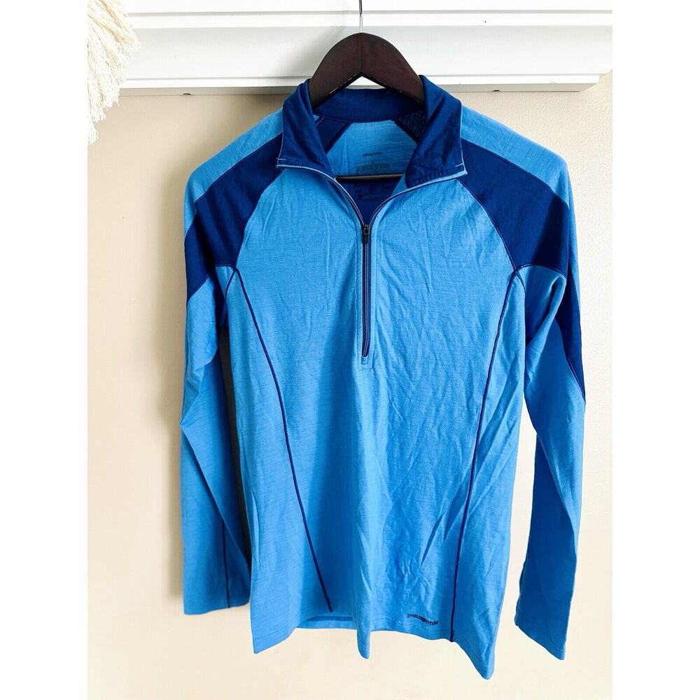 PATAGONIA capilene midweight zip neck baselayer shirt skiing hiking mens MED